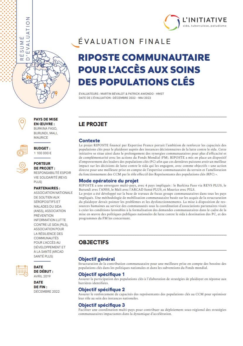 Fr Riposte Communautaire Pour Lacces Aux Soins Des Populations Cles 1