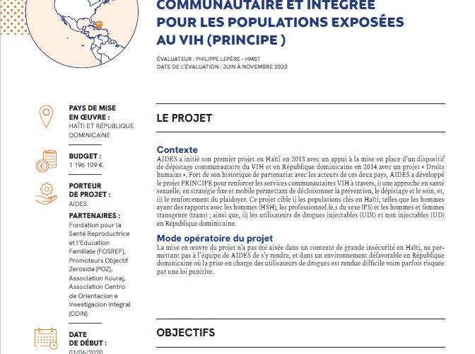 Couverture Résumé D'évaluation Prévention VIH Aides