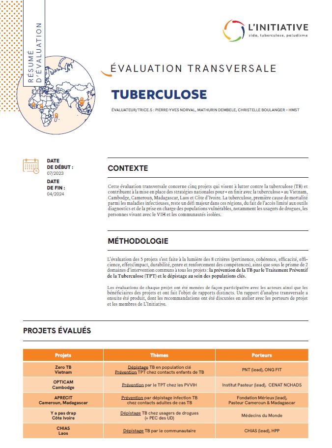 Couverture Résumé d’évaluation transversale- Prévenir et dépister la Tuberculose