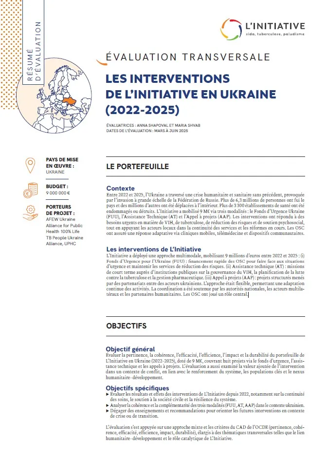 Image Évaluation transversale – Les interventions de L’Initiative en Ukraine