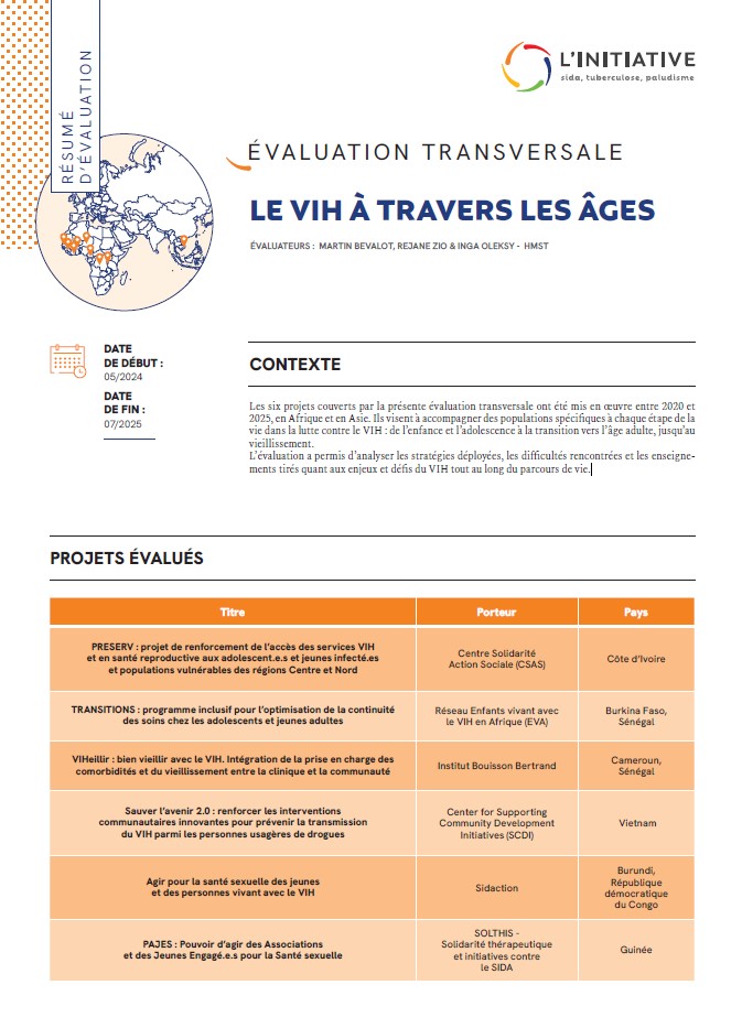 Couverture Résumé D'évaluation Transversale Le Vih à Travers Les âges