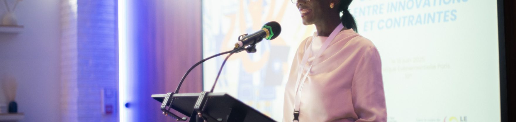 Caty Fall Sow prend la parole lors de la Journée scientifique organisée par L'Initiative - Expertise le 28 juin 2025