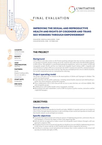 Page de garde anglaise du résumé d'évaluation du projet POUVOIR