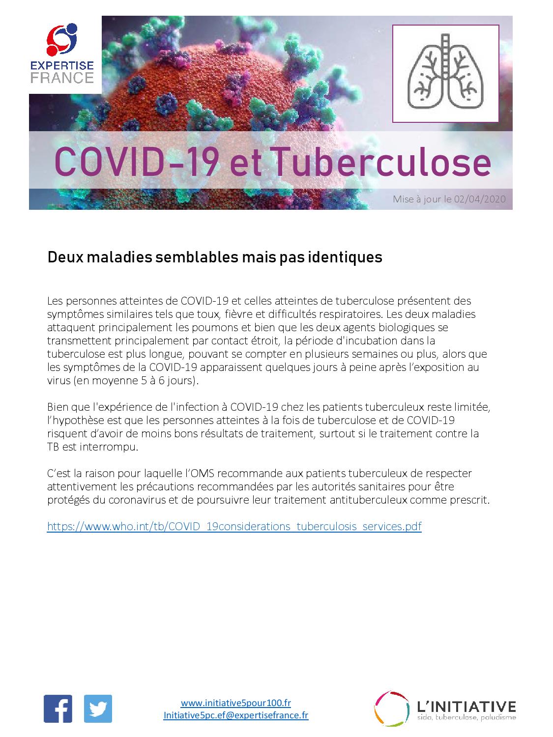 Fiche n°3 : COVID-19 et Tuberculose.