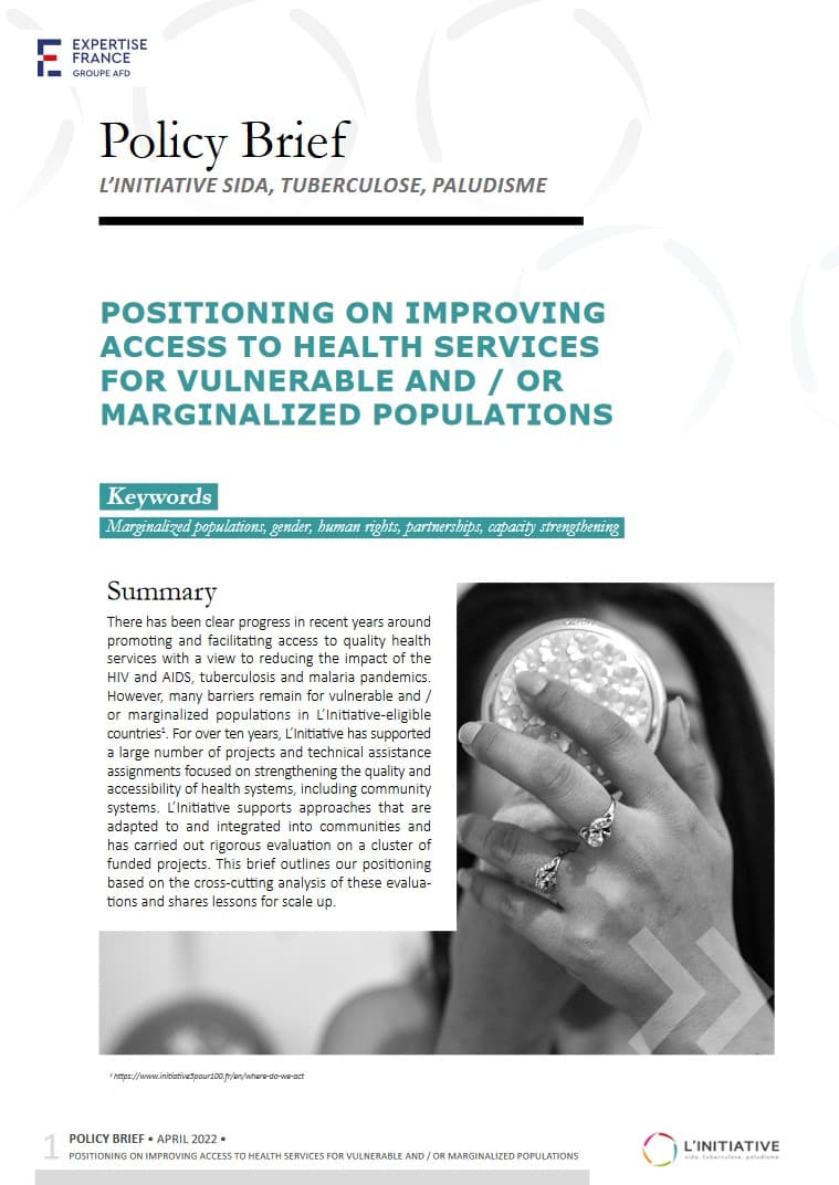 POSITIONING ON IMPROVING ACCESS TO HEALTH SERVICES FOR VULNERABLE AND / OR MARGINALIZED POPULATIONS