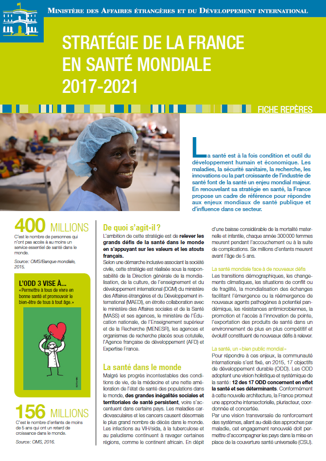 Stratégie de la France en santé mondiale 2017-2021