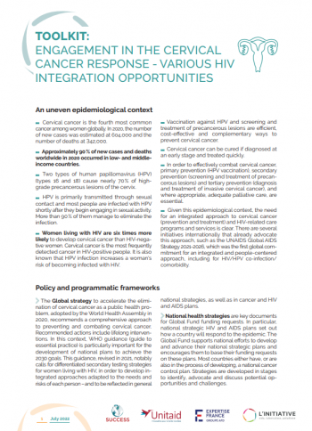 Engagement in the cervical cancer response - various hiv integration opportunities