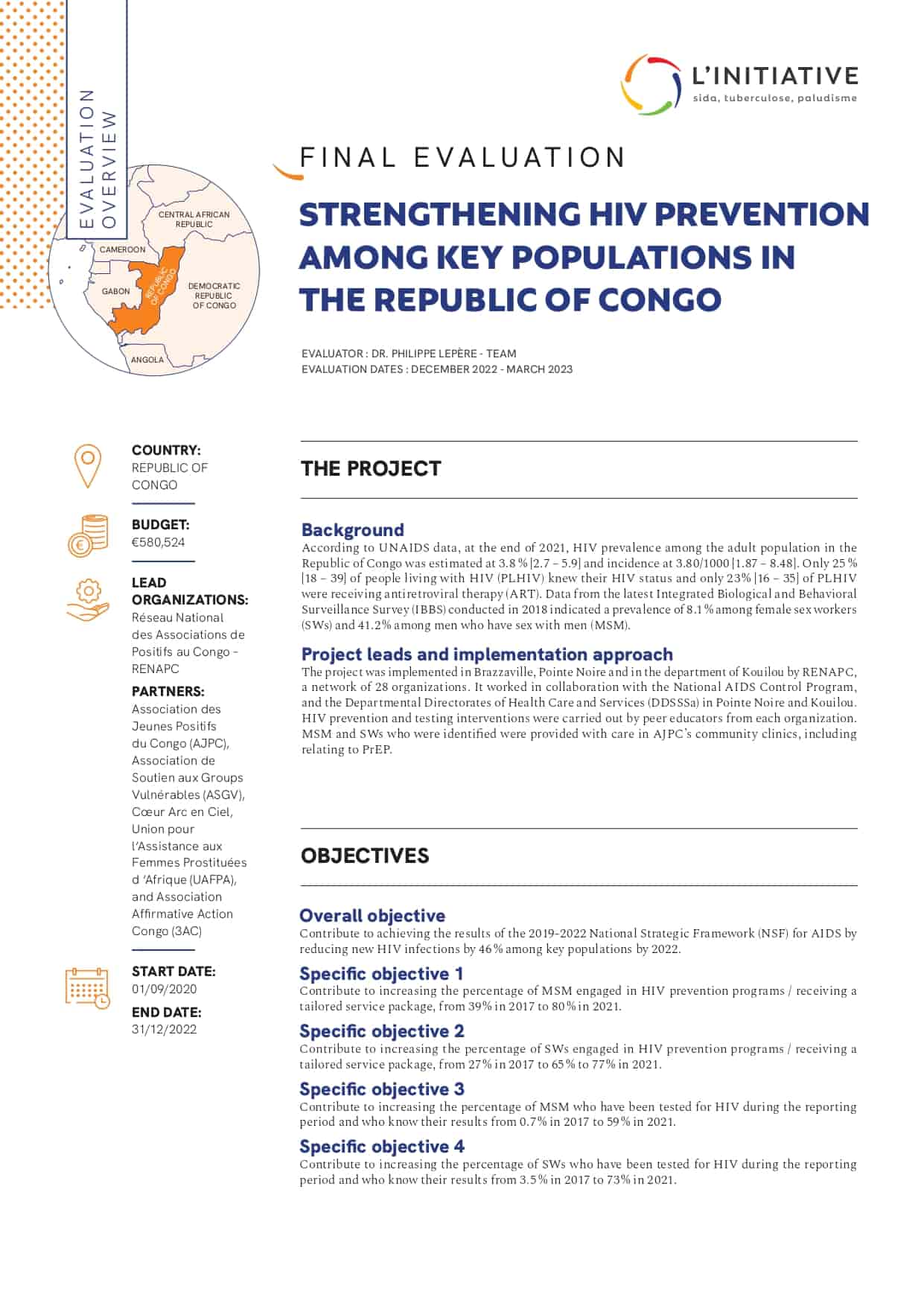 Evaluation overview – renapc – strengthening hiv prevention among key populations in the republic of congo