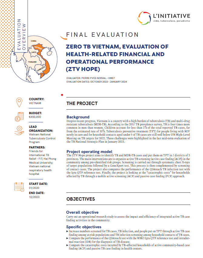 Evaluation overview - ZTV Hope, evaluation of health-related financial and operational performance